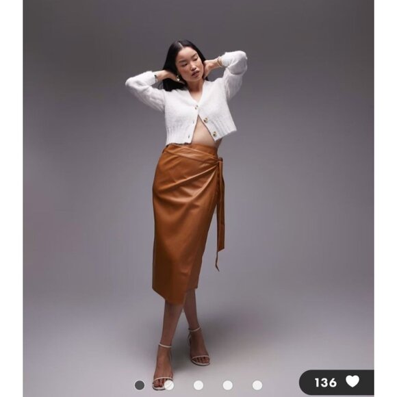 Never Fully Dressed BUNDLE of 2 Wrap Faux Leather Midi Skirts With Waist tie 6 - Picture 7 of 11